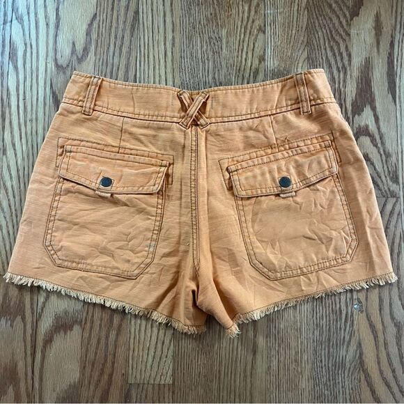 Free People Women's Orange Frayed Edge Shorts 0 - Picture 3 of 9